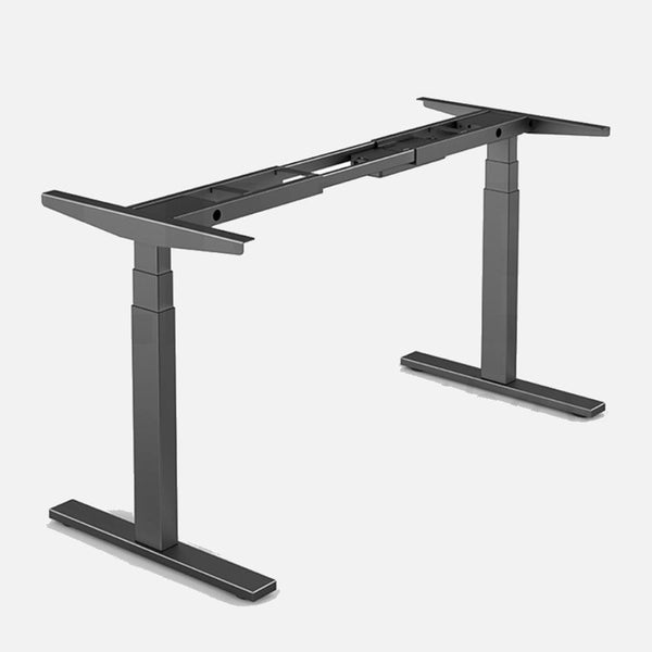 140Cm Standing Desk Height Adjustable Sit Motorised Grey Dual Motors Frame Black Top