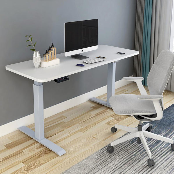 160Cm Standing Desk Height Adjustable Sit Motorised Grey Dual Motors Frame White Top