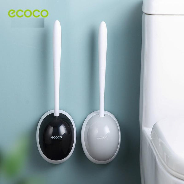 Ecoco Silicone Water Drop Toilet Brush Holder Set Wall-Mounted Cleaning Tool Black