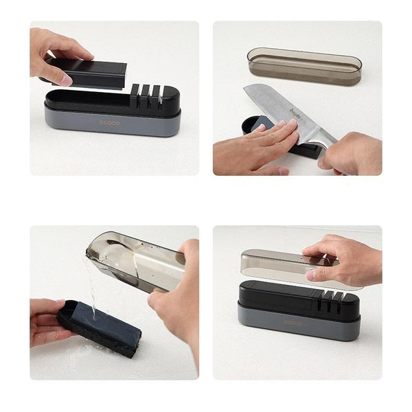 Multipurpose Ceramic Carbide Knife Shapener For Knives Scissors Cleaver Keychain Grey