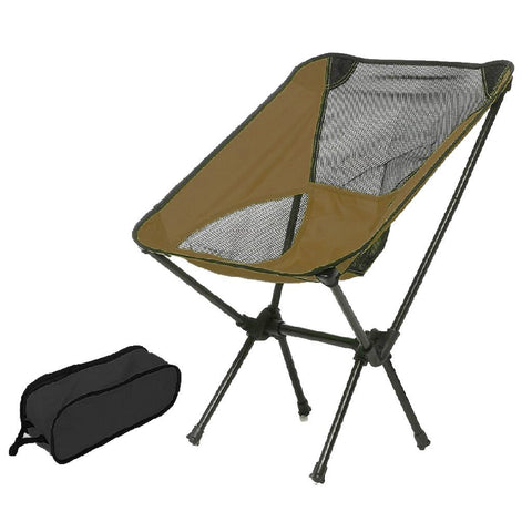 Ultralight Aluminum Alloy Folding Camping Chair Outdoor Hiking Patio Backpacking Brown