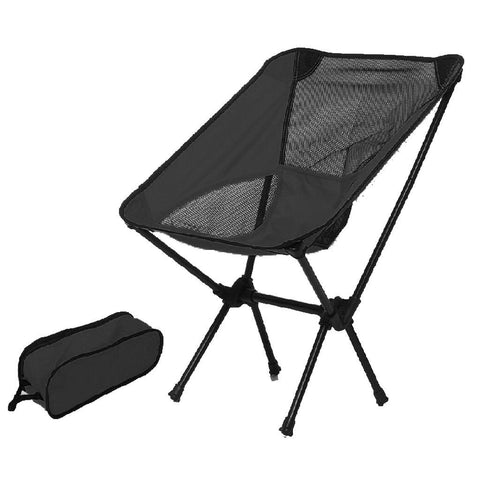 Ultralight Aluminum Alloy Folding Camping Chair Outdoor Hiking Black