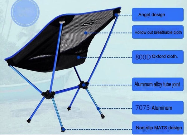 Ultralight Aluminum Alloy Folding Camping Chair Outdoor Hiking Brown
