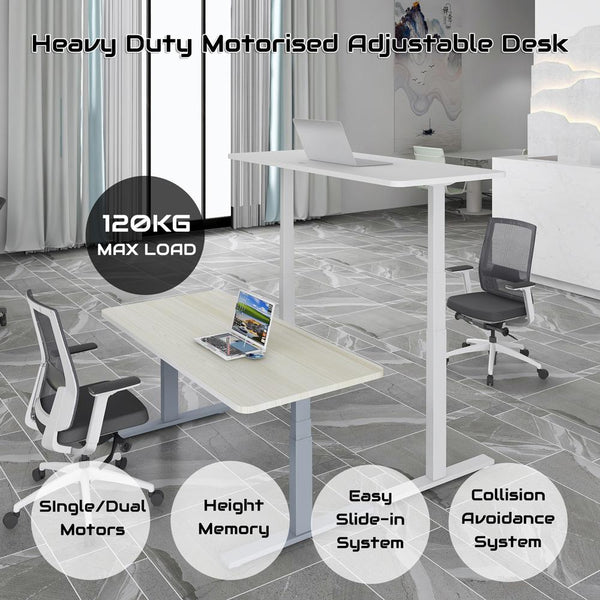 Standing Desk Height Adjustable Sit Motorised Dual Motors Frame Grey Only