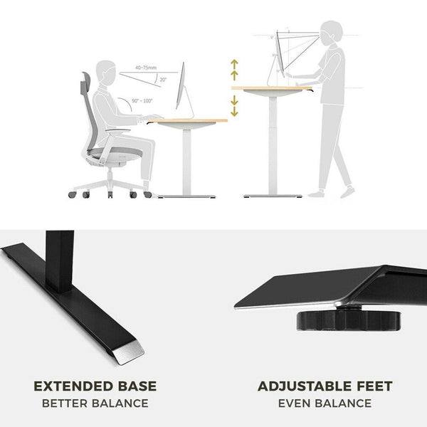 Standing Desk Height Adjustable Sit Motorised Single Frame Only Black
