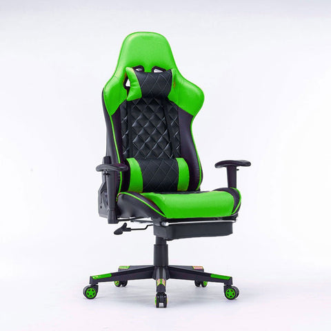 Gaming Chair Ergonomic Racing 165° Reclining Seat 3D Armrest Footrest Green Black