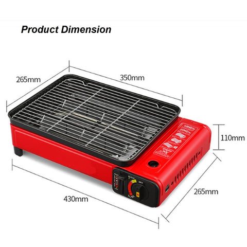 Portable Gas Stove Burner Butane Bbq Camping Cooker With Non Stick Plate Orange