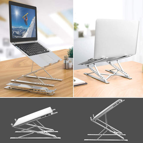 Portable Adjustable Laptop Stand Foldable Desktop Tripod Tray Anti-Skid Pad Double Layer