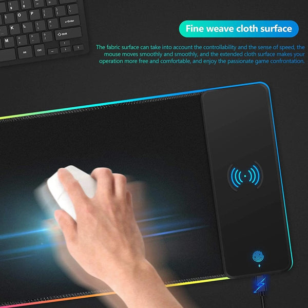 Rgb Wireless 15W Oversized Charger Mouse Pad 800X300 Mm Gaming