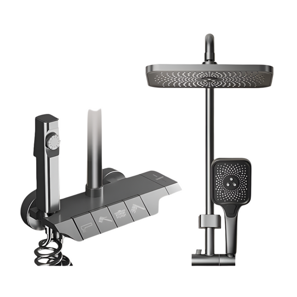 Geobella Luxury Shower System Hot Cold Mixer Set Bathroom Thermostatic Spa Rainfall Tap Bathtub Wall Mount Led Digital Faucet Shower Heads & Combos