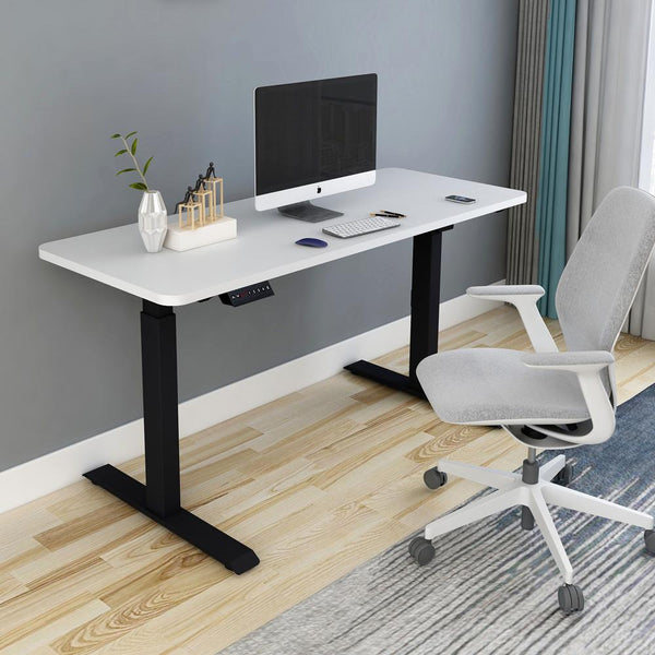120Cm Standing Desk Height Adjustable Sit Black Motorised Single Frame Birch Top