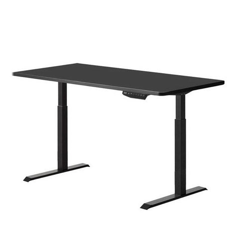140Cm Standing Desk Height Adjustable Sit Motorised Black Single Frame Maple Top