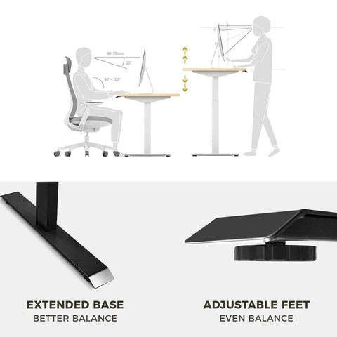 Standing Desk Height Adjustable Sit Motorised Single Black Frame 120Cm Top