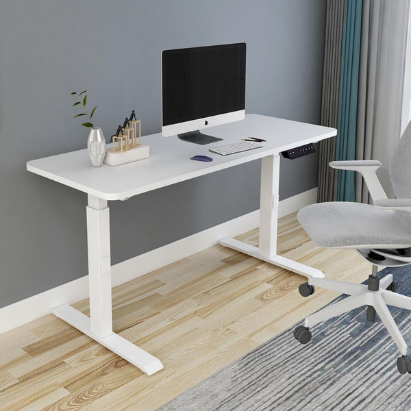 120Cm Standing Desk Height Adjustable Sit Grey Motorised Single Frame Birch Top