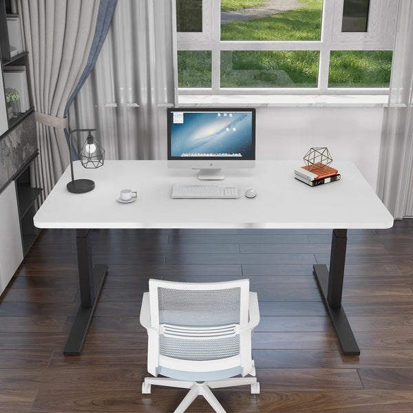140Cm Standing Desk Height Adjustable Sit Motorised Grey Single Frame White Top