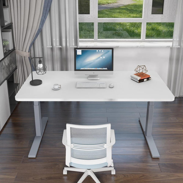 160Cm Standing Desk Height Adjustable Sit Motorised Grey Single Frame White Top