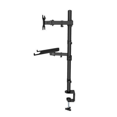 Premium Double Joint Articulating Steel Monitor Mount Arm With Laptop Holder Fit 32" Monitors 8Kg Screen