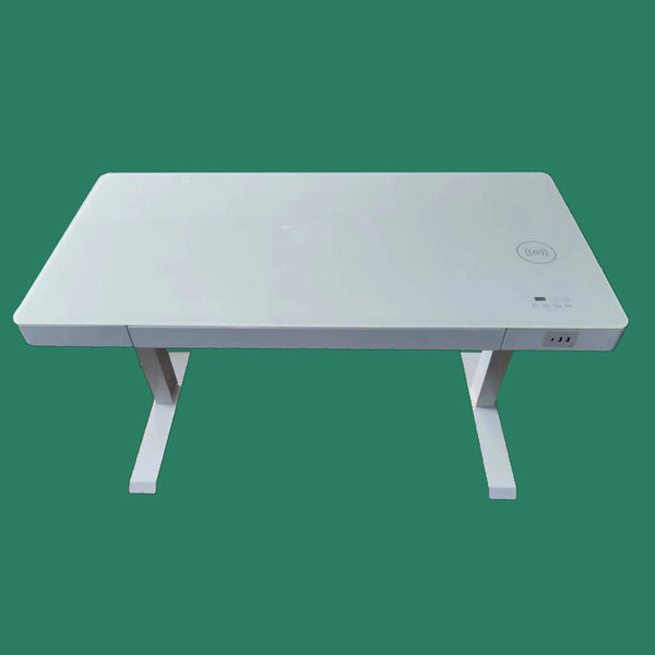 Standing Desk Electric Height Adjustable Sit Toughened Glass Top Single Motor Wireless Charger