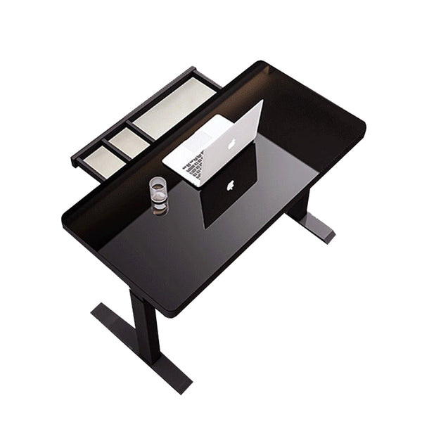 Hod Health & Home Black Color Electric Standing Desk Height Sit Workstation Toughened Glass Top Single Motor Wireless Charger Standing Desks