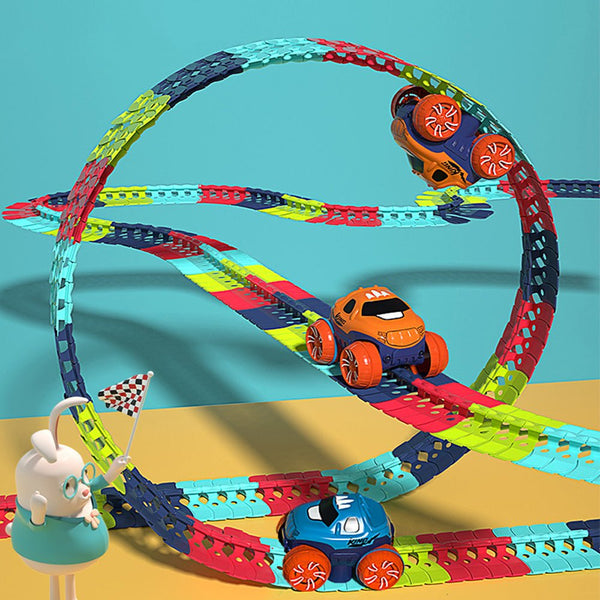 Changeable Track In The Dark With Led Light-Up Race Car Flexible Toy 92
