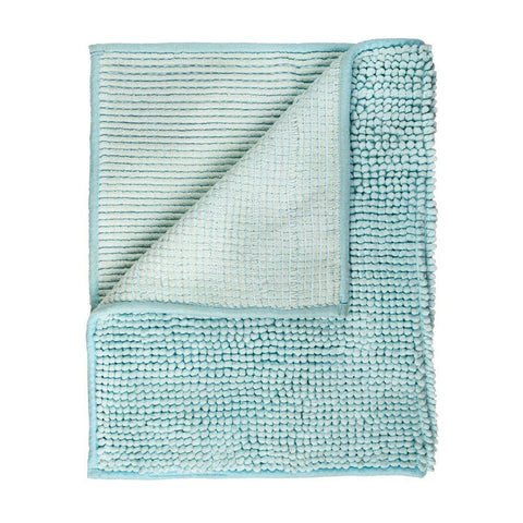 Microfiber Shower & Bathroom Mat Non Slip Soft Pile Design (Aqua)