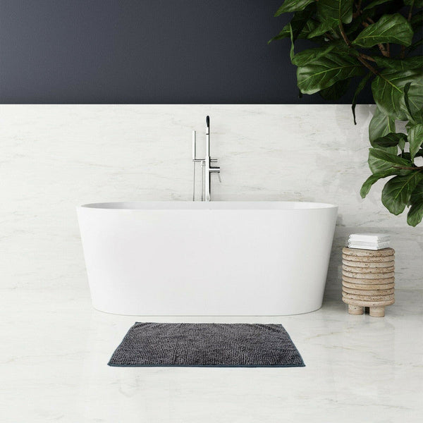 Microfiber Shower & Bathroom Mat Non Slip Soft Pile Design (Dark Grey)