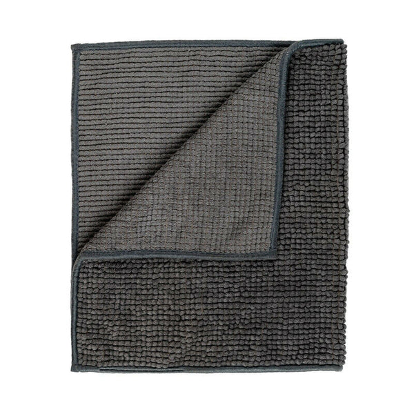 Microfiber Shower & Bathroom Mat Non Slip Soft Pile Design (Dark Grey)
