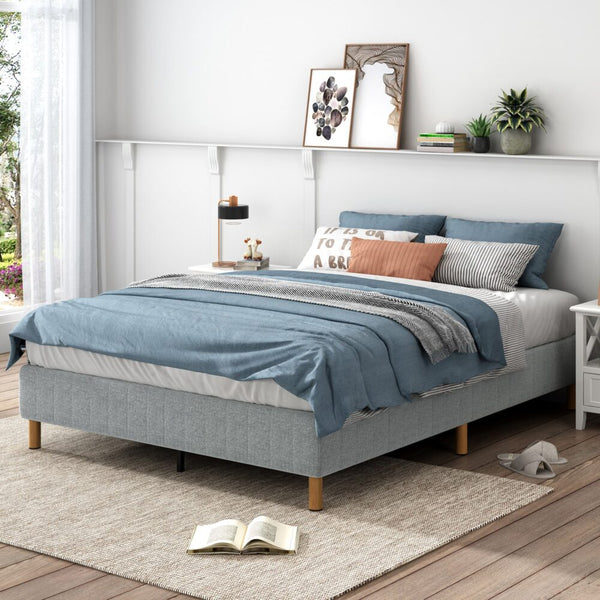 Dreamo Metal Bedframe Mattress Foundation (Light Grey) Single Single Bed Frames