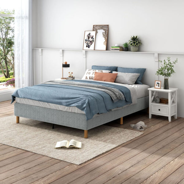 Dreamo Metal Bedframe Mattress Foundation (Light Grey) Single Single Bed Frames