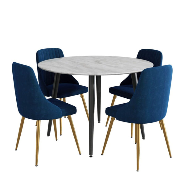Dreamo Ocean’S Velvet Dining Set Dining Sets
