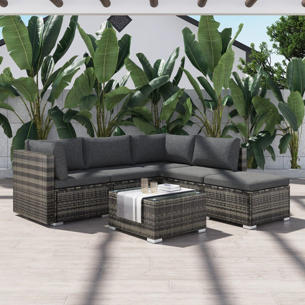 Dreamo Style Outdoor Lounge Set In Grey Ottomans Footstools & Poufs