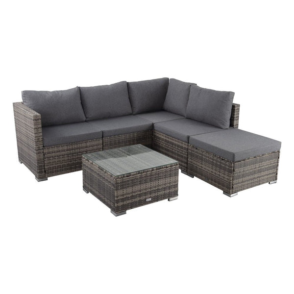 Dreamo Style Outdoor Lounge Set In Grey Ottomans Footstools & Poufs