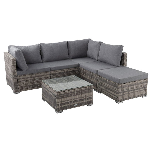 Dreamo Style Outdoor Lounge Set In Grey Ottomans Footstools & Poufs