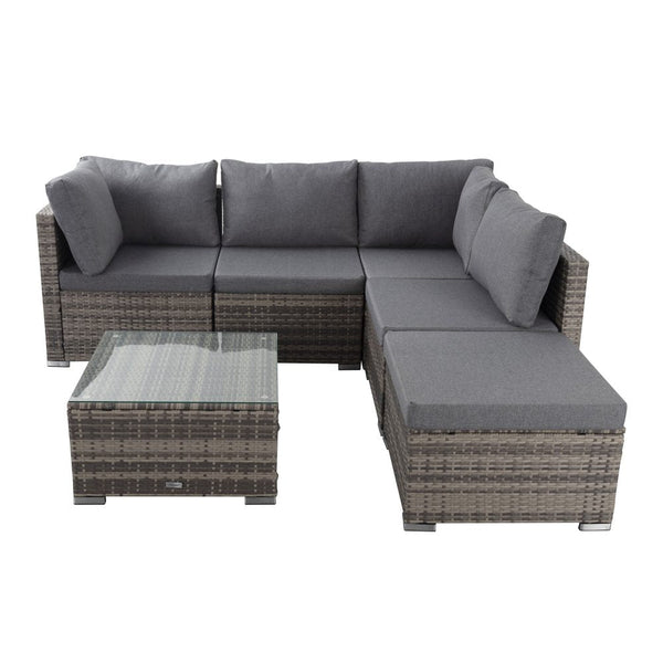 Dreamo Style Outdoor Lounge Set In Grey Ottomans Footstools & Poufs