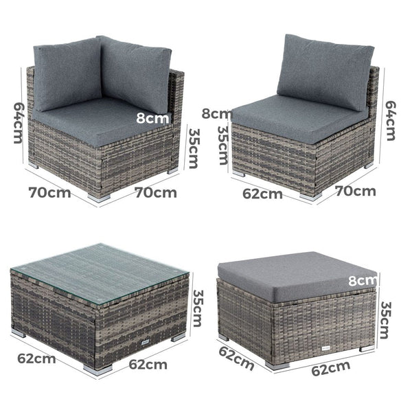 Dreamo Style Outdoor Lounge Set In Grey Ottomans Footstools & Poufs
