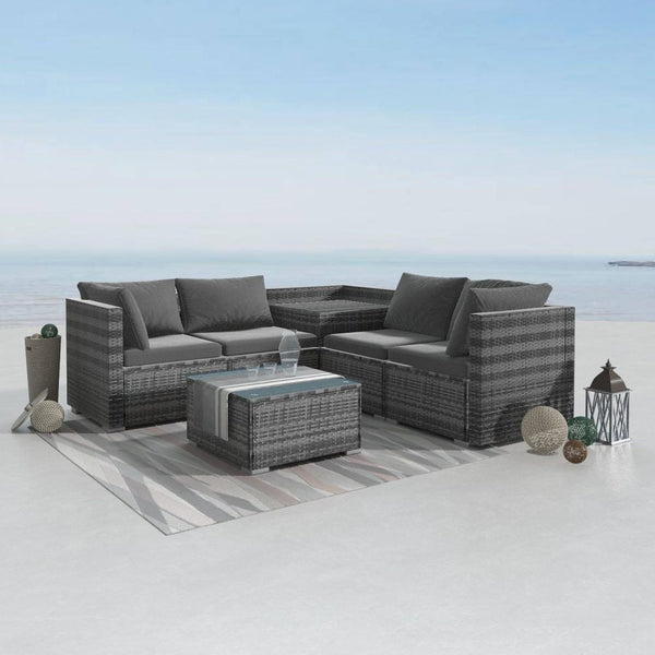 Dreamo 6Pcs Outdoor Modular Lounge Sofa Coogee Grey Patio Furniture Sets