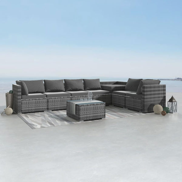 8Pcs Outdoor Furniture Modular Lounge Sofa Lizard Grey Patio Furniture Sets
