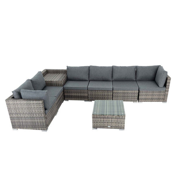 8Pcs Outdoor Furniture Modular Lounge Sofa Lizard Grey Patio Furniture Sets