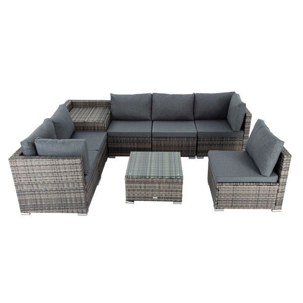 8Pcs Outdoor Furniture Modular Lounge Sofa Lizard Grey Patio Furniture Sets