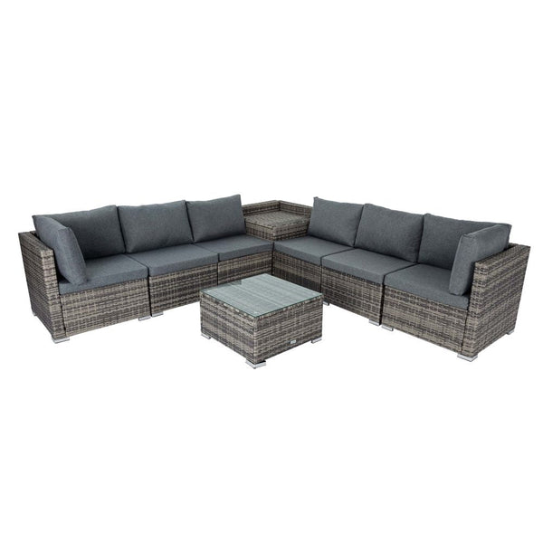 8Pcs Outdoor Furniture Modular Lounge Sofa Lizard Grey Patio Furniture Sets
