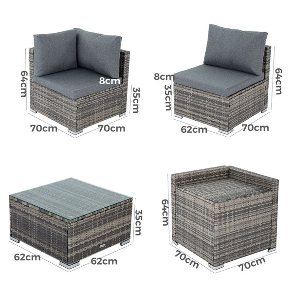 8Pcs Outdoor Furniture Modular Lounge Sofa Lizard Grey Patio Furniture Sets