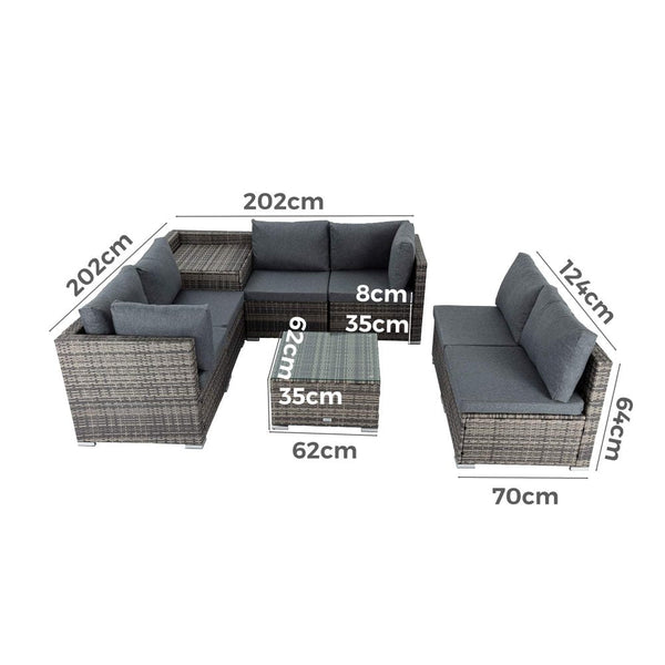 8Pcs Outdoor Furniture Modular Lounge Sofa Lizard Grey Patio Furniture Sets