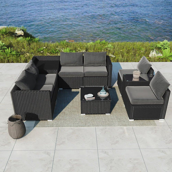 Modular Outdoor Lounge Set – 9Pcs Sofa Armchairs And Coffee Table Patio Furniture Sets