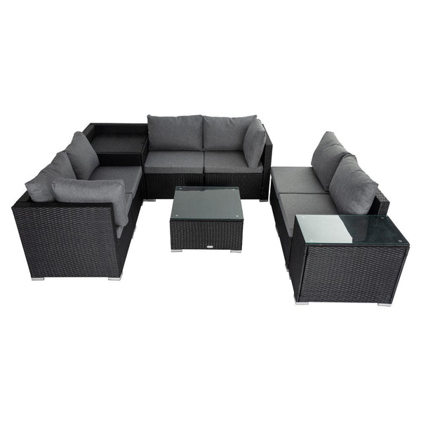 Modular Outdoor Lounge Set – 9Pcs Sofa Armchairs And Coffee Table Patio Furniture Sets