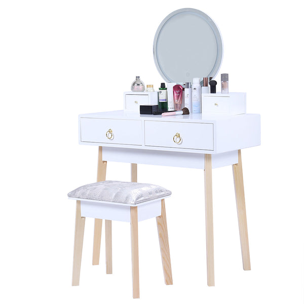 Dressing Vanity Table Stool Set With Make Up Led Lighted Mirror White Dressing Tables