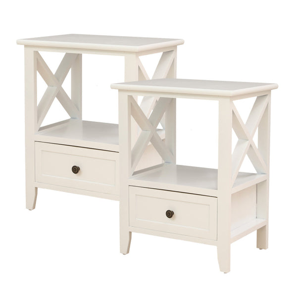 Dreamo 2 Tier Bedside Table With Storage Drawer Pcs Rustic White Bedside Tables
