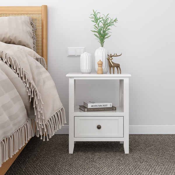 Dreamo 2 Tier Bedside Table With Storage Drawer Pcs Rustic White Bedside Tables