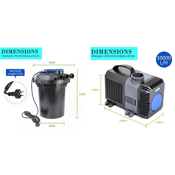 Combo Aquarium Garden Filter With Submersible Water Pump For Fish Tanks 10000L/H Filters