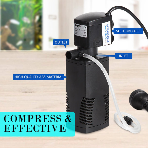 Dynamic Power Aquarium Submersible Filter 600L/H 8W 1M Pond Pump Water Pumps