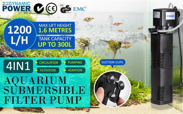Water Pumps Dynamic Power Aquarium Submersible Filter 1200L/H 22W 1.6M Pond Pump